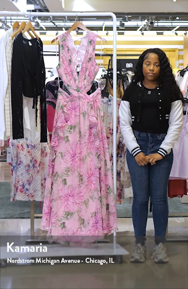 ASTR the Label Noya Floral Pleated Cutout Maxi Dress | Nordstrom