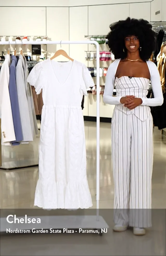 Caslon® Eyelet Smocked Flutter Sleeve Maxi Dress Nordstromrack