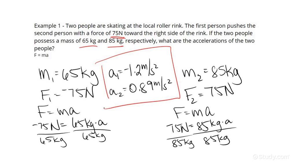 calculating-the-acceleration-due-to-the-reaction-force-between-two