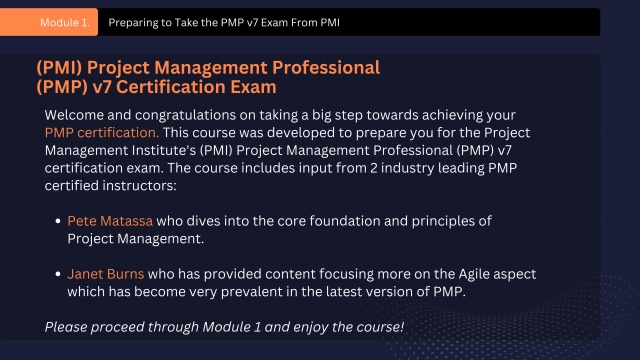 Project Management Professional PMI PMP V7 intro video