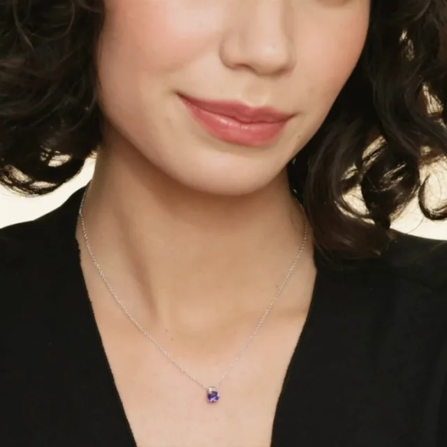 Silver Floating Solitaire Amethyst Pendant