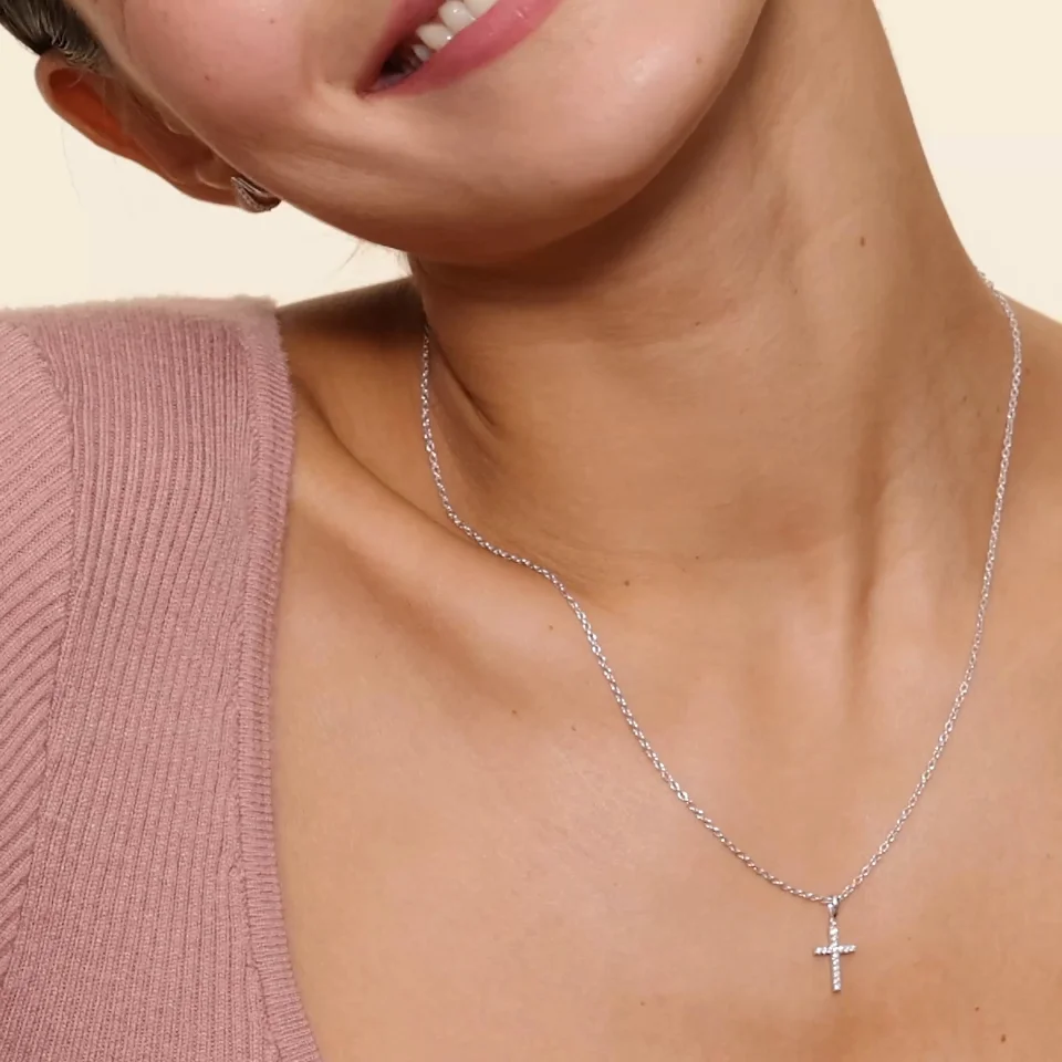 Silver Cross Diamond Pendant