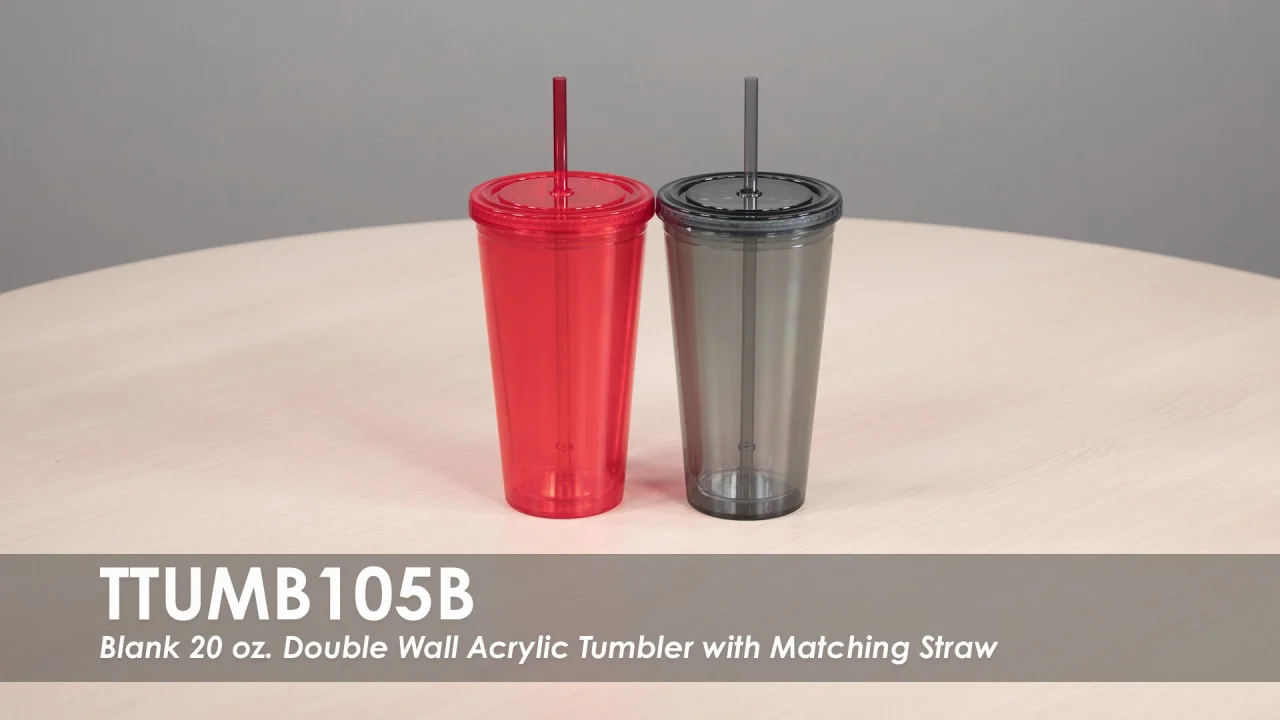 20 oz. Double Wall Acrylic Tumbler With Straw | Plum Grove