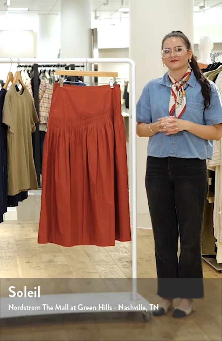 【BAON】Goho banding pin tuck cotton long skirt Botanical Seersucker Cotton Midaxi Skirt – ban.do