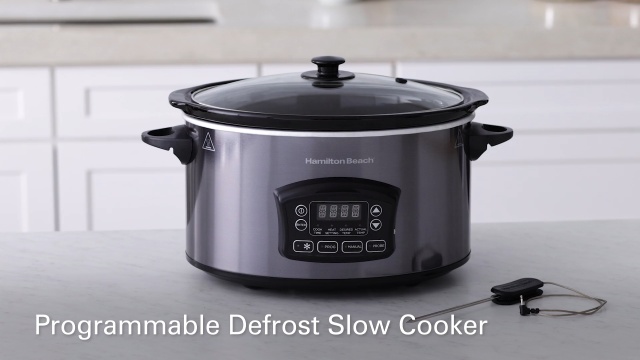 Hamilton Beach 6 qt. Gray Programmable Slow Cooker with Defrost and  Temperature Probe 33768 - The Home Depot