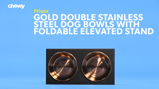 FRISCO Marble Print Stainless Steel Double Elevated Dog Bowl, Gold Stand,  Medium: 3 cup - Chewy.com