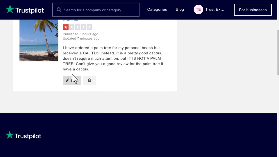Edit a product review Step 2