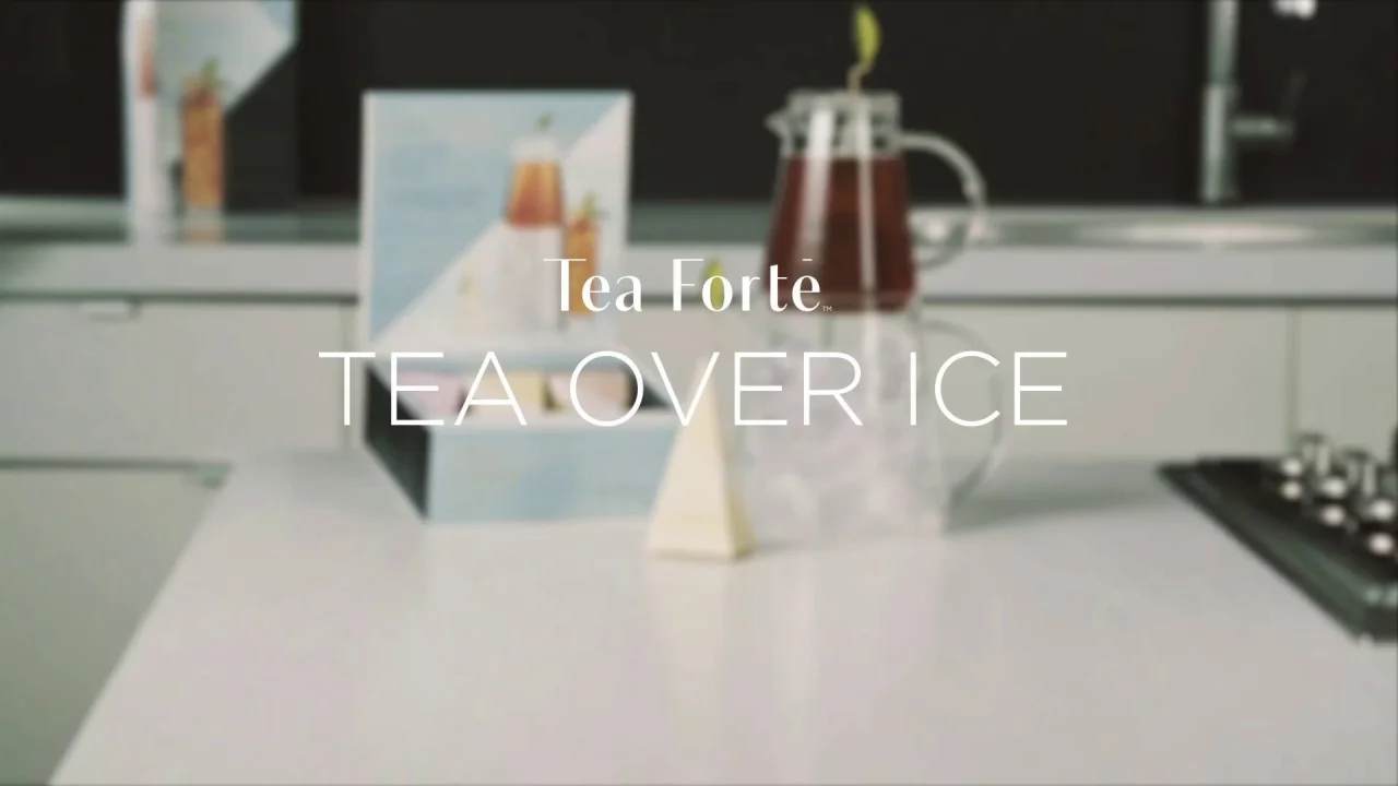 Tea Forte Tea Over Ice Steeping Tea Pitcher Set of Two, 12oz Glass Ice Tea Pitcher and 24 oz Pitcher for Perfect Flash Chilled Ice Tea, Dishwasher