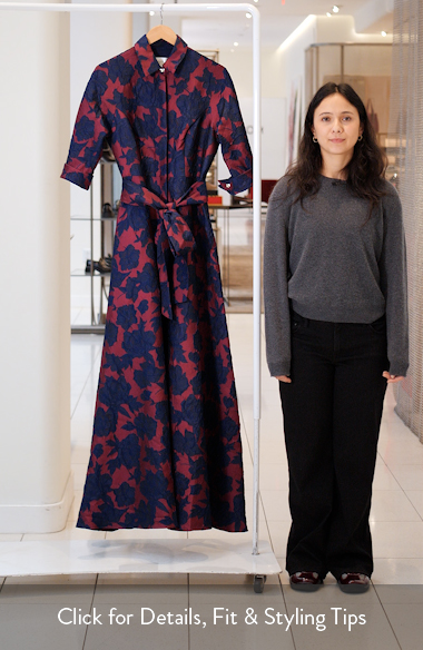 After Six Floral Jacquard Shirtdress Gown | Nordstrom