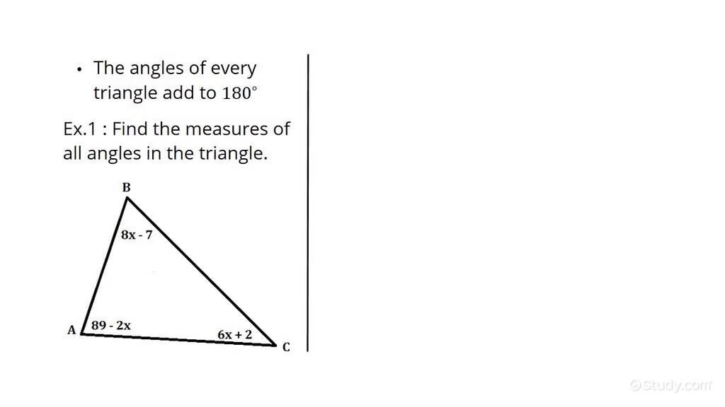 How To Find The Measure Of An Angle Of A Triangle Given Angles With ...