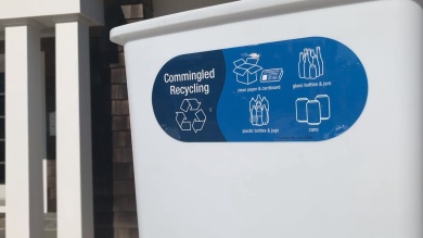 Commingled Recycling, Clean Paper Cardboard Vinyl Recycling Sticker