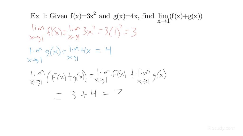 Determining The Limit Of The Sum Of Two Functions Calculus 6189