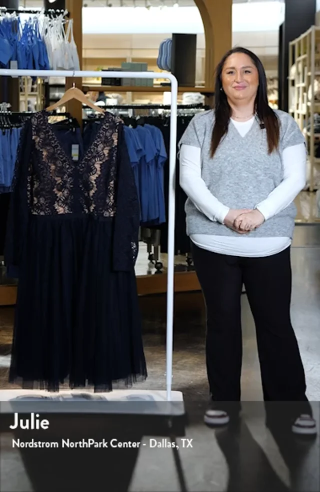 City Chic Rare Beauty Lace Bodice Long Sleeve Dress Nordstrom