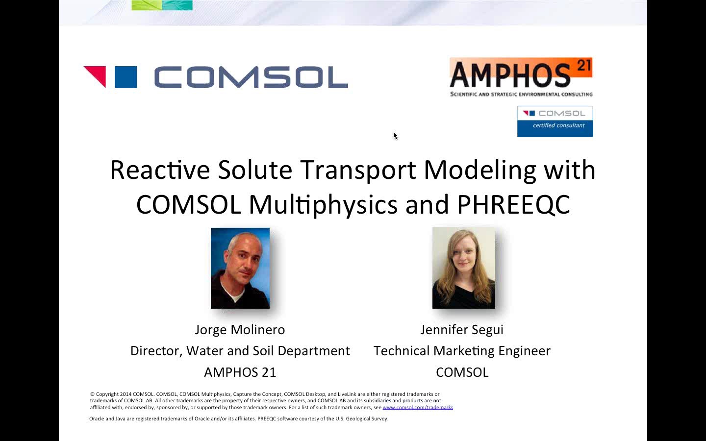 Reactive Solute Transport Modeling with COMSOL Multiphysics and PHREEQC