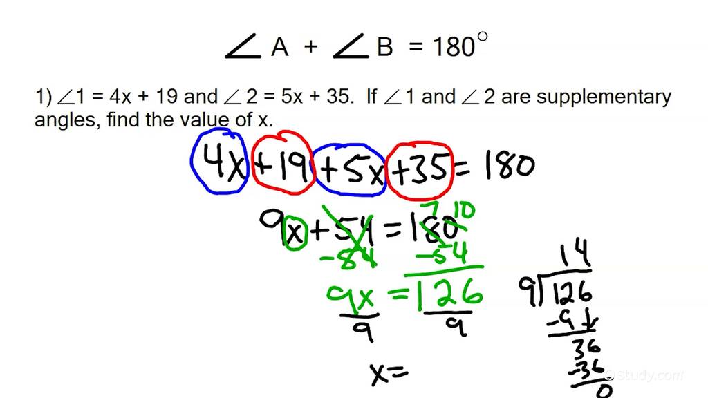 How to Solve an Equation Involving Supplementary Angles Geometry