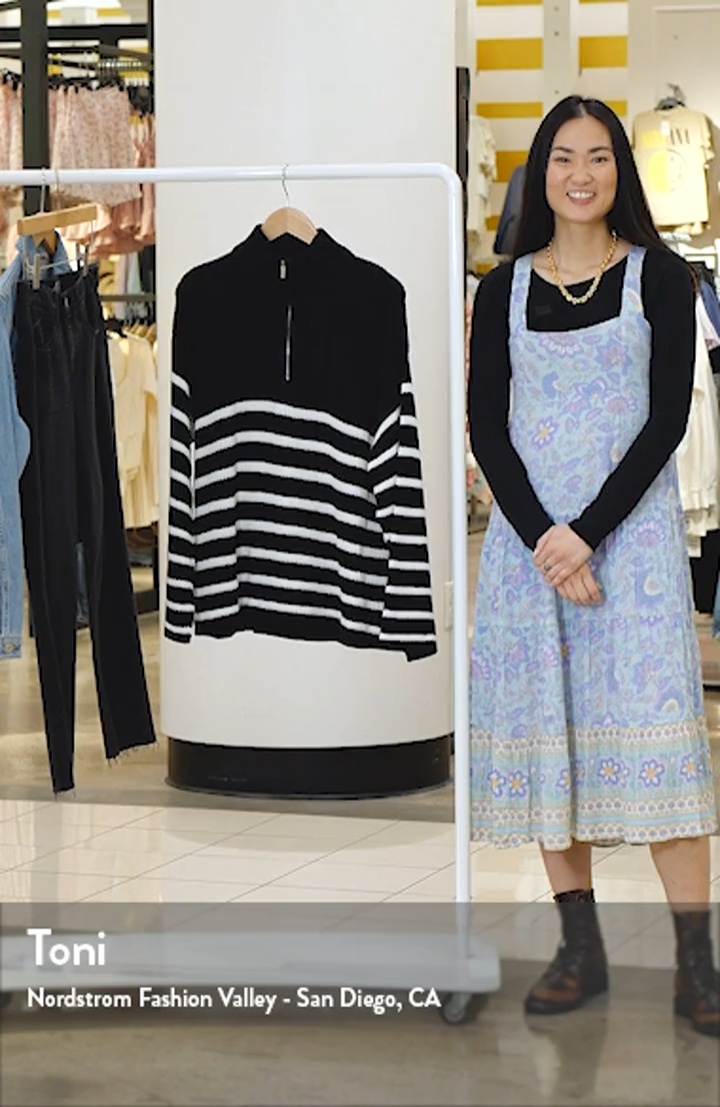 EDIKTED Stripe Oversize Quarter Zip Sweater | Nordstrom