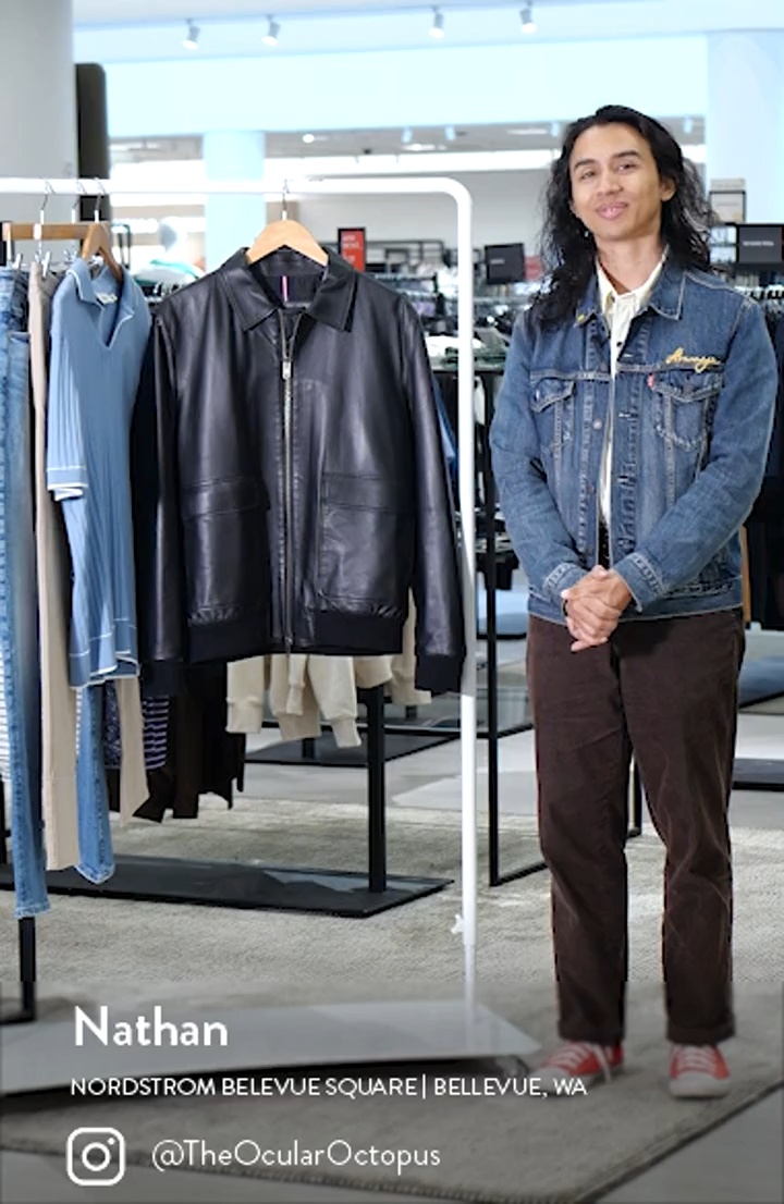 Bugatchi Zip Front Leather Bomber Jacket | Nordstromrack