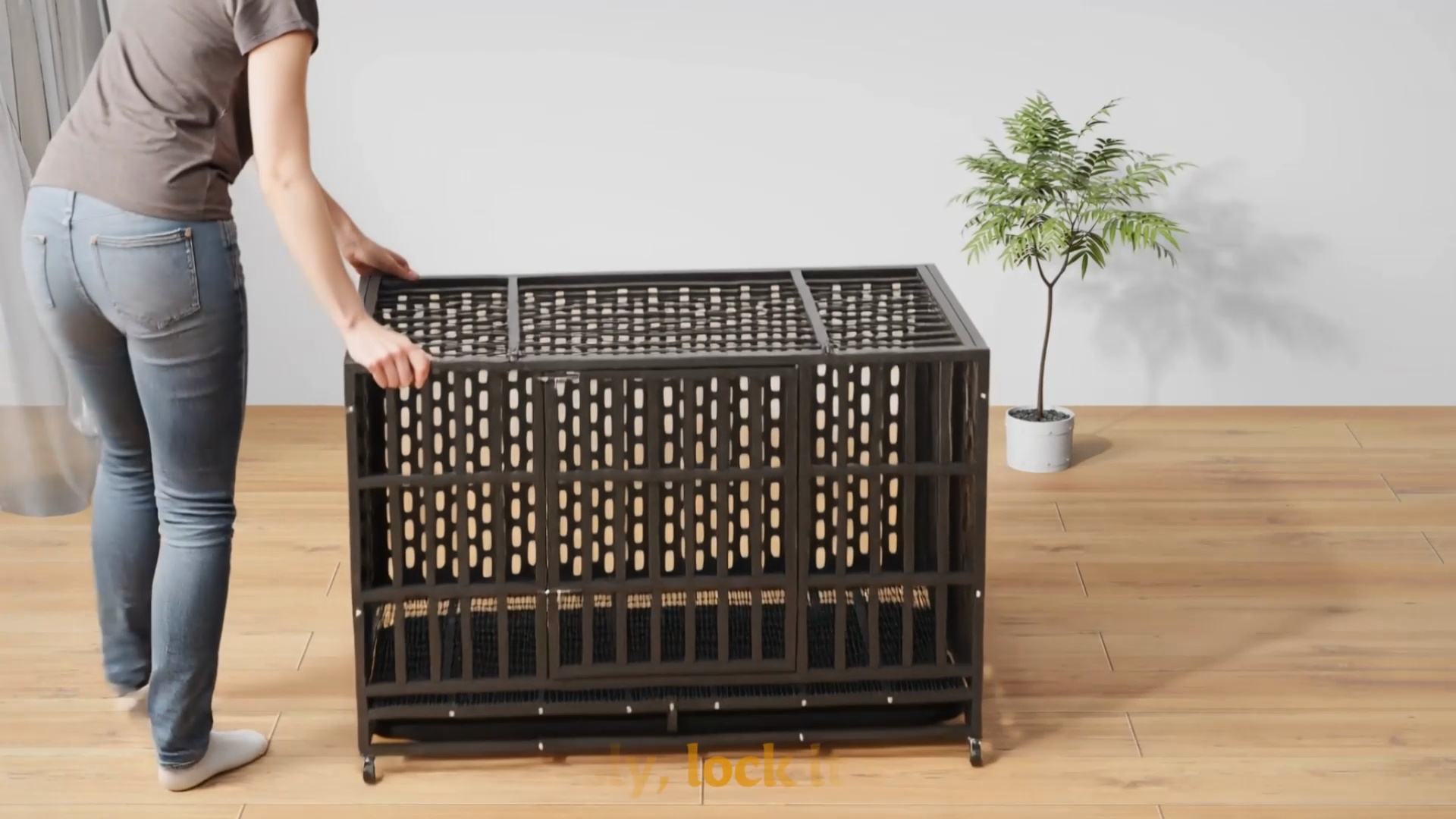 XBRIGH Ultra-Durable Vandal-Resistant Indoor Double Door Dog Crate