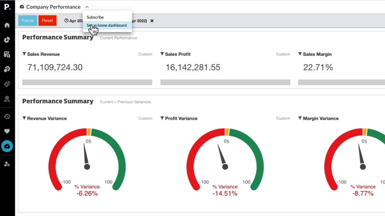 Set a dashboard as your home page