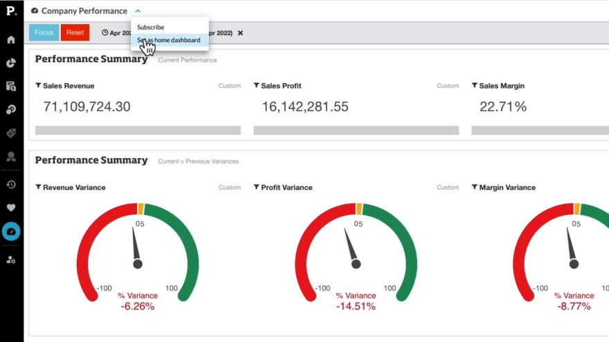 Set a dashboard as your home page