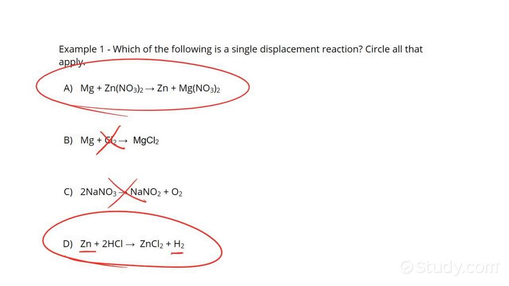 How To Identify A Single Displacement Reaction | Chemistry | Study.com