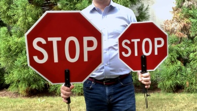 Stop Double Sided Hand Held Sign With Handle