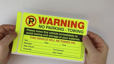 Warning Move Vehicle Avoid Towing Sticker