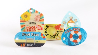 Pool Pass In Rectangular Shape, Colorful Flip Flops