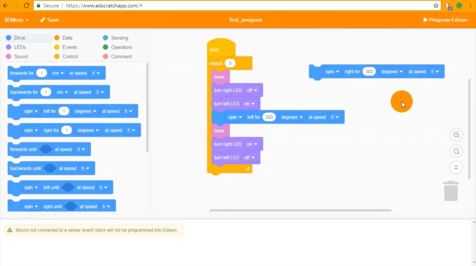 EdScratch Scratch-based programming language for the Edison robot