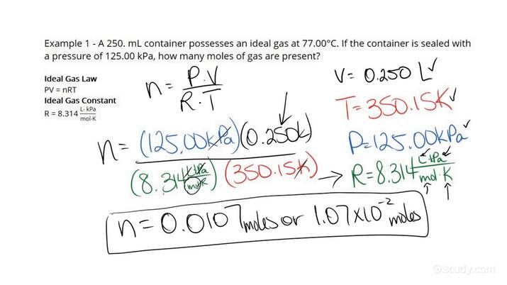 How To Calculate The Number Of Moles Of Gas Using The Ideal Gas Law Physics 9778