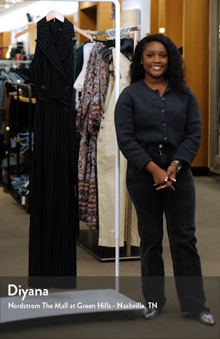 Donna Karan New York Stripe Belted Sleeveless Jumpsuit | Nordstrom