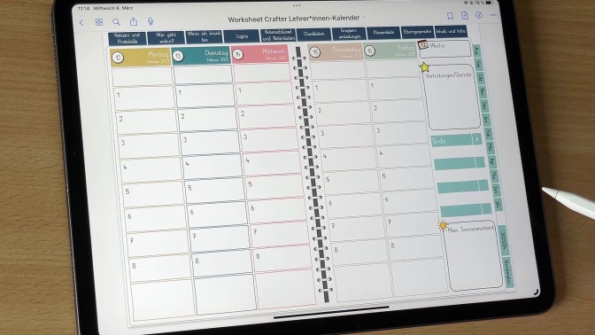 Interaktiver Kalender für Lehrkräfte