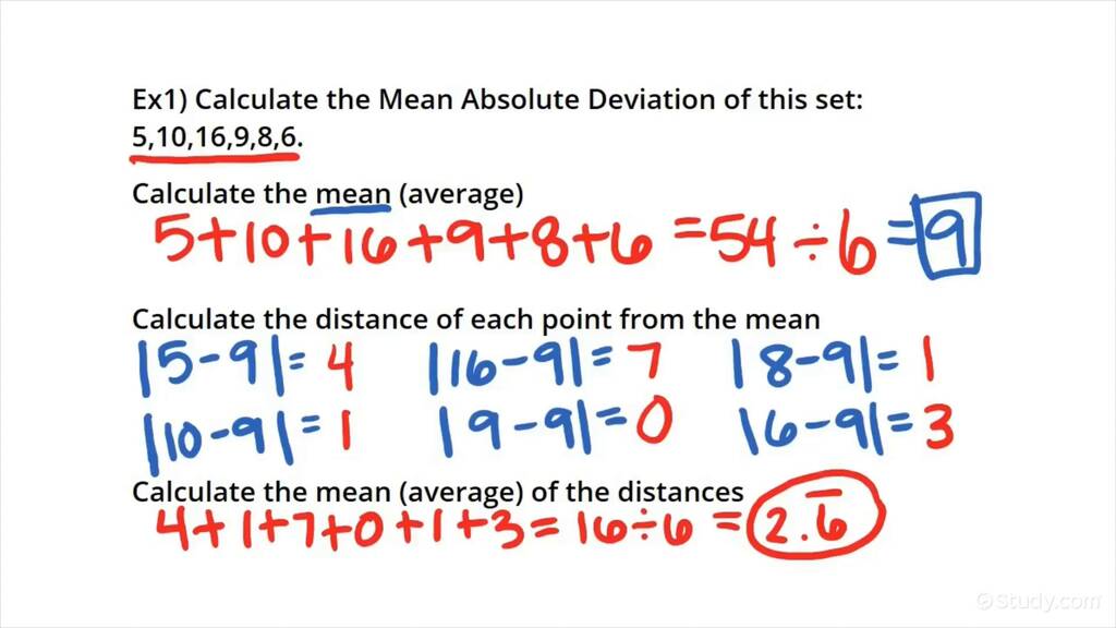 How To Compute The Mean Absolute Deviation From A List Of Numerical Values Algebra 7685