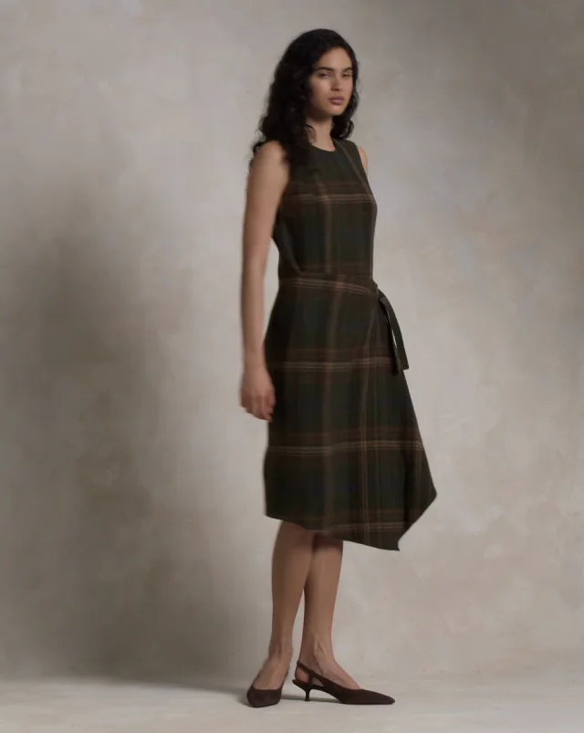 Polo Ralph Lauren Plaid Sleeveless Wool Blend Faux Wrap Polo Ralph Lauren Plaid Sleeveless Wool Blend Faux Wrap