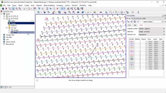 BlastLogic 2.1 tie-up sheet design and export