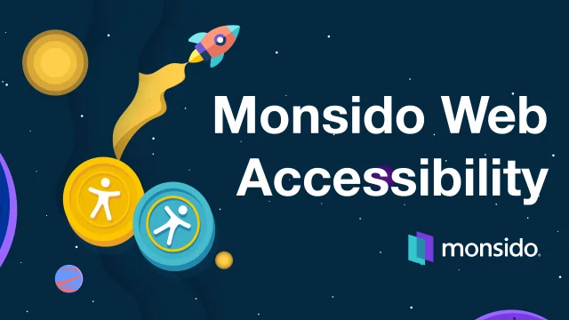 A video thumbnail with a space landscape and accessibility icons and the text Monsido Web Accessibility. The Monsido logo in the bottom right corner.