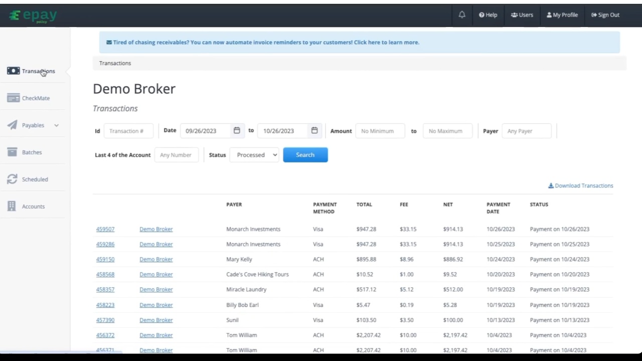 ePayPolicy Dashboard