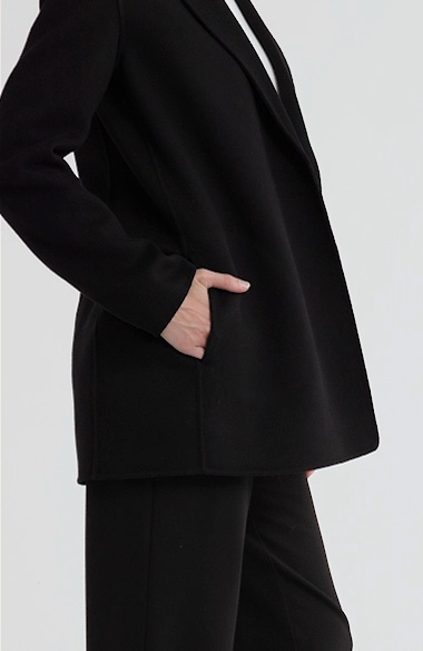 Open Front Wool Blend Blazer