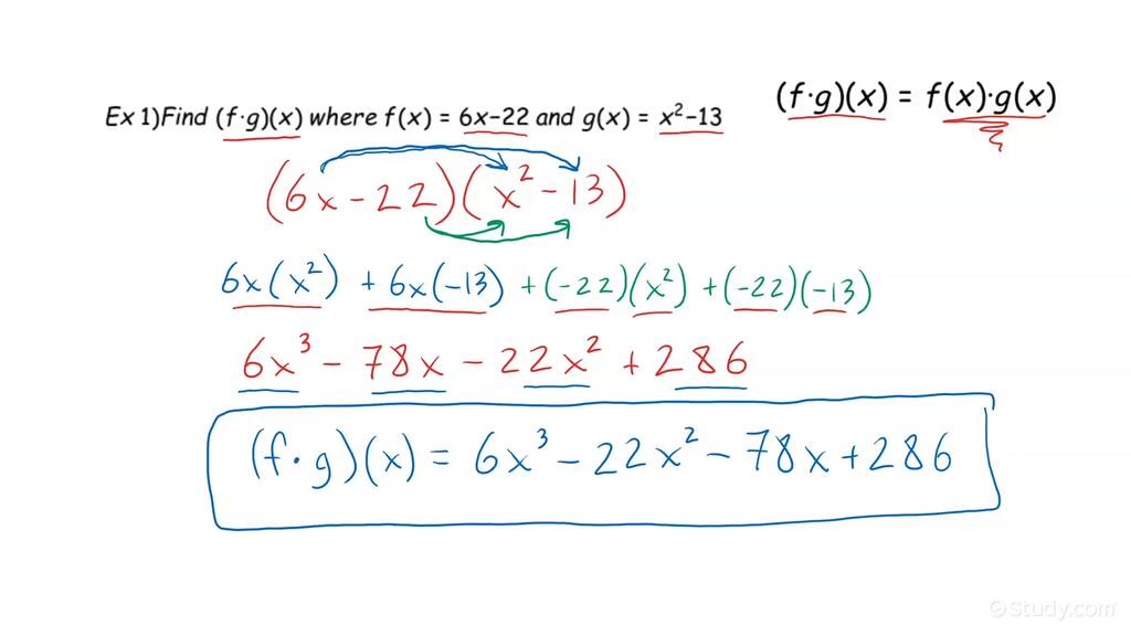 Finding the Product of 2 Functions | Algebra | Study.com