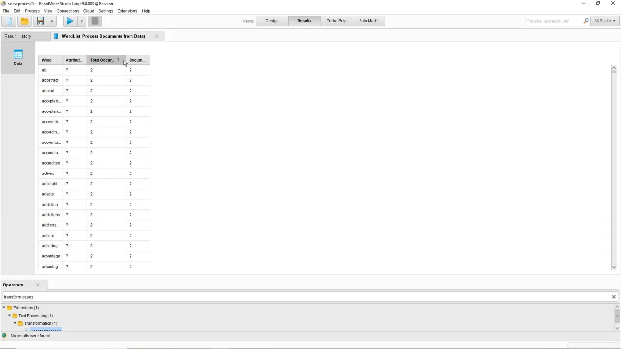 Open Rmp File Pre-processing Text and Document Objects | RapidMiner Studio