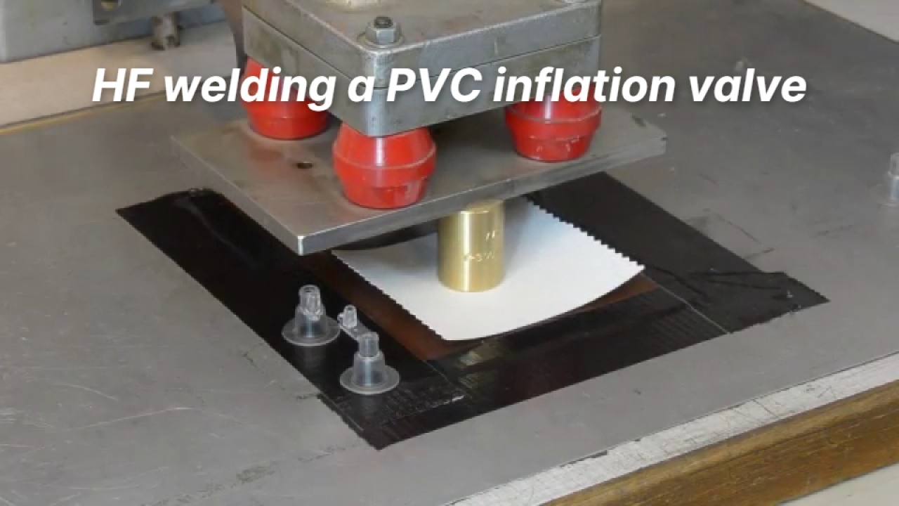 HF welding a PVC inflation valve