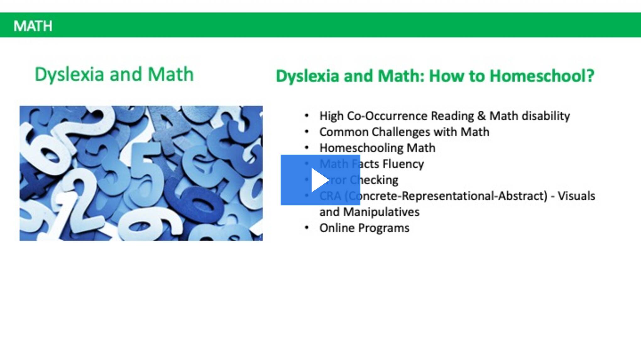 Dyslexia and Math