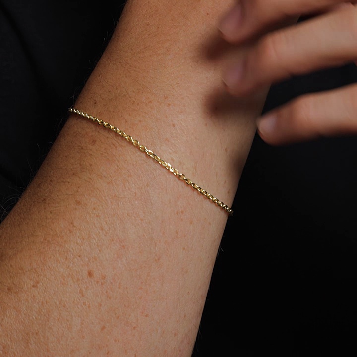 14K Yellow Gold Diamond Cut Cable Chain Bracelet