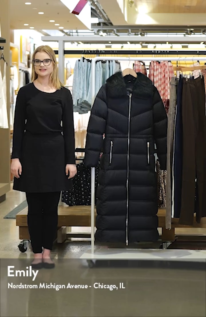 Moose Knuckles Belle Cote Down Puffer Coat with Genuine Shearling