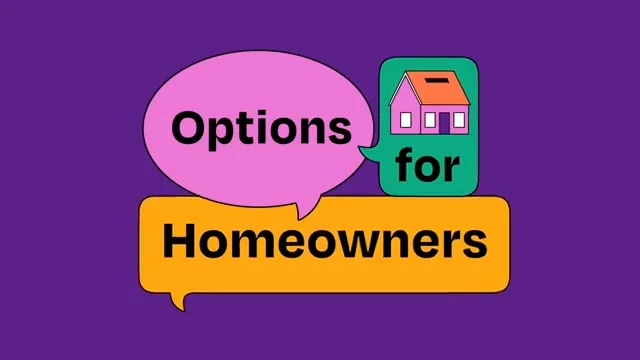 3 pop up boxes with text saying 'options for homnowners' and a house inside one of the boxes. 