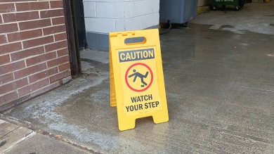 Notice Restroom Closed For Cleaning Fold-Ups® Floor Sign