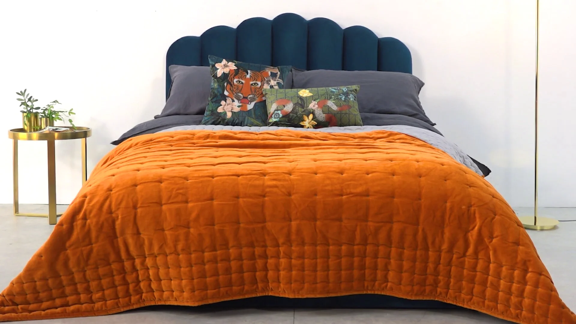 burnt orange bed throws
