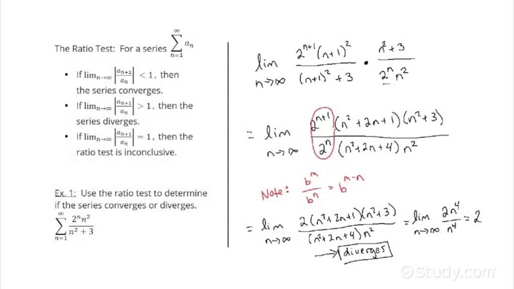 How to Determine Whether a Series Converges or Diverges Using the Ratio ...