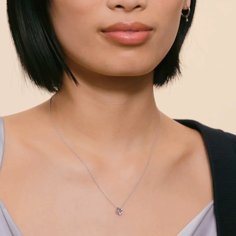 Silver Floating Solitaire Aquamarine Pendant