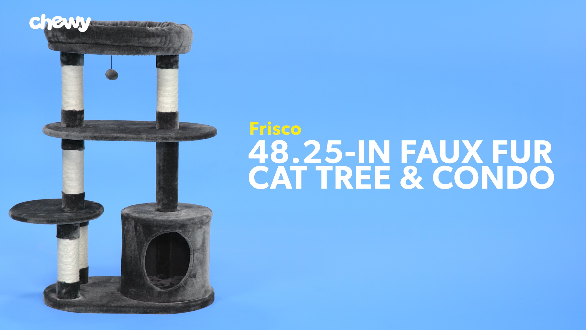 FRISCO 48.25-in Heavy Duty Faux Fur Cat Tree & Condo, Dark